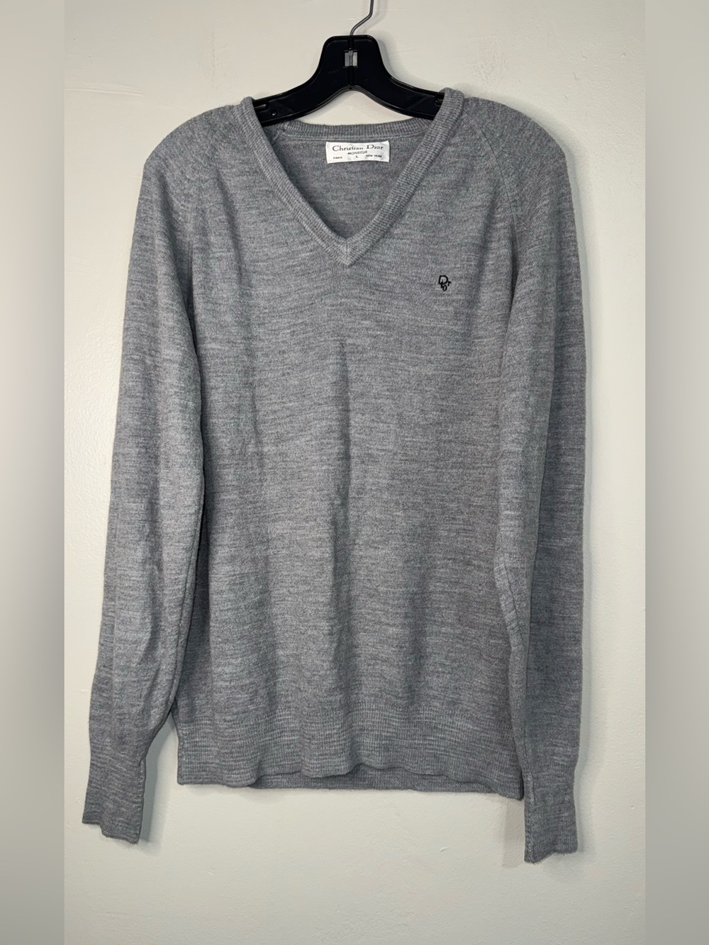 Dior Gray Men’s V-Neck Sweater